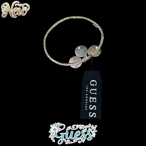 New NWT GUESS Gold-Tone Rhinestone Charm Bracelet - Picture 3 of 3